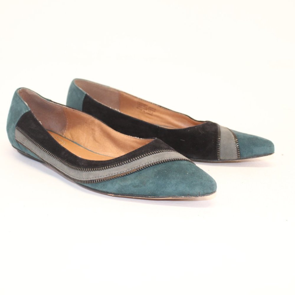 Corso Como Multicolored Suede Zipper Embellishment Ballet Flats #126 - Picture 2 of 11